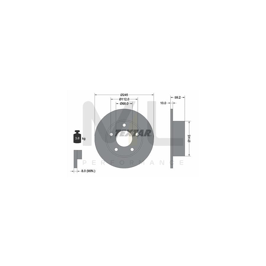 TEXTAR 92022800 Brake Disc Solid, without wheel hub, without wheel studs | ML Performance Car Parts