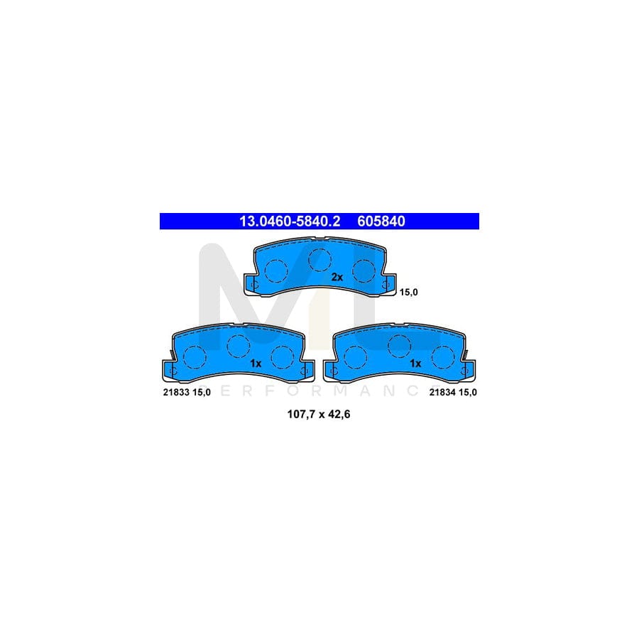 ATE 13.0460-5840.2 Brake pad set with acoustic wear warning