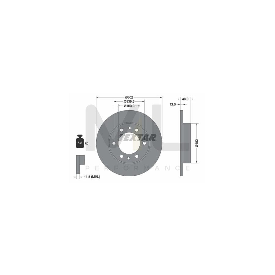 TEXTAR 92063400 Brake Disc Solid, without wheel hub, without wheel studs | ML Performance Car Parts