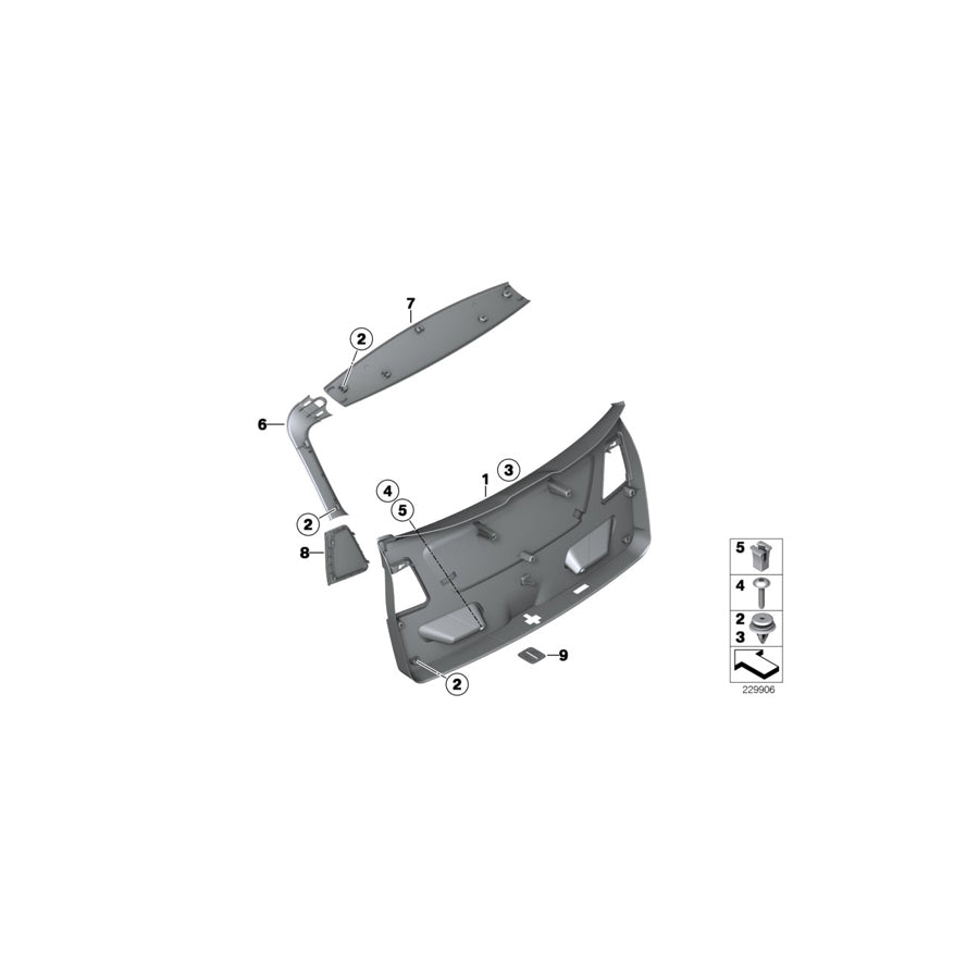 Genuine BMW 51497253883 F25 Upper Trunk Lid Trim Panel SCHWARZ (Inc. X3) | ML Performance US Car Parts