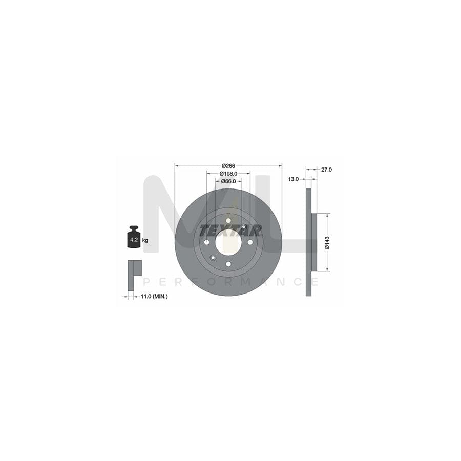 TEXTAR 92089100 Brake Disc Solid, without wheel hub, without wheel studs | ML Performance Car Parts