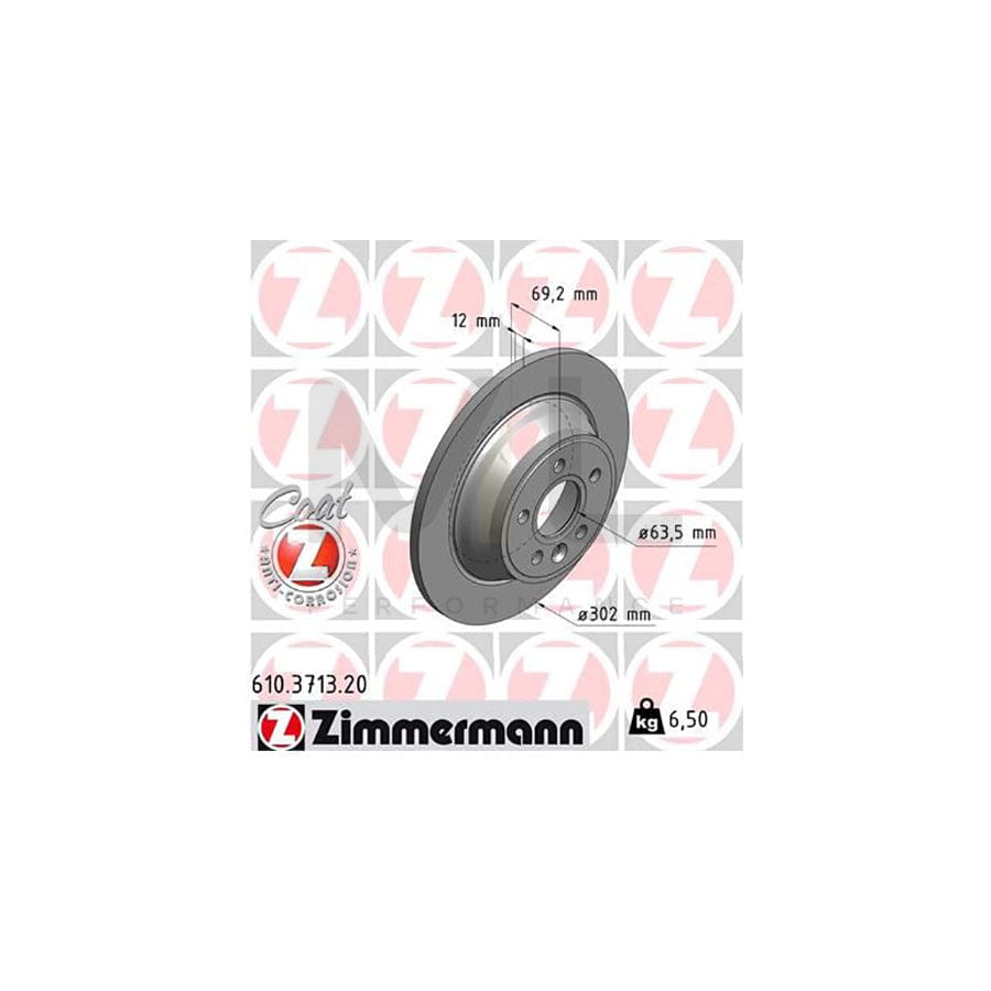 ZIMMERMANN COAT Z 610.3713.20 Brake Disc Solid, Coated  - 1 piece