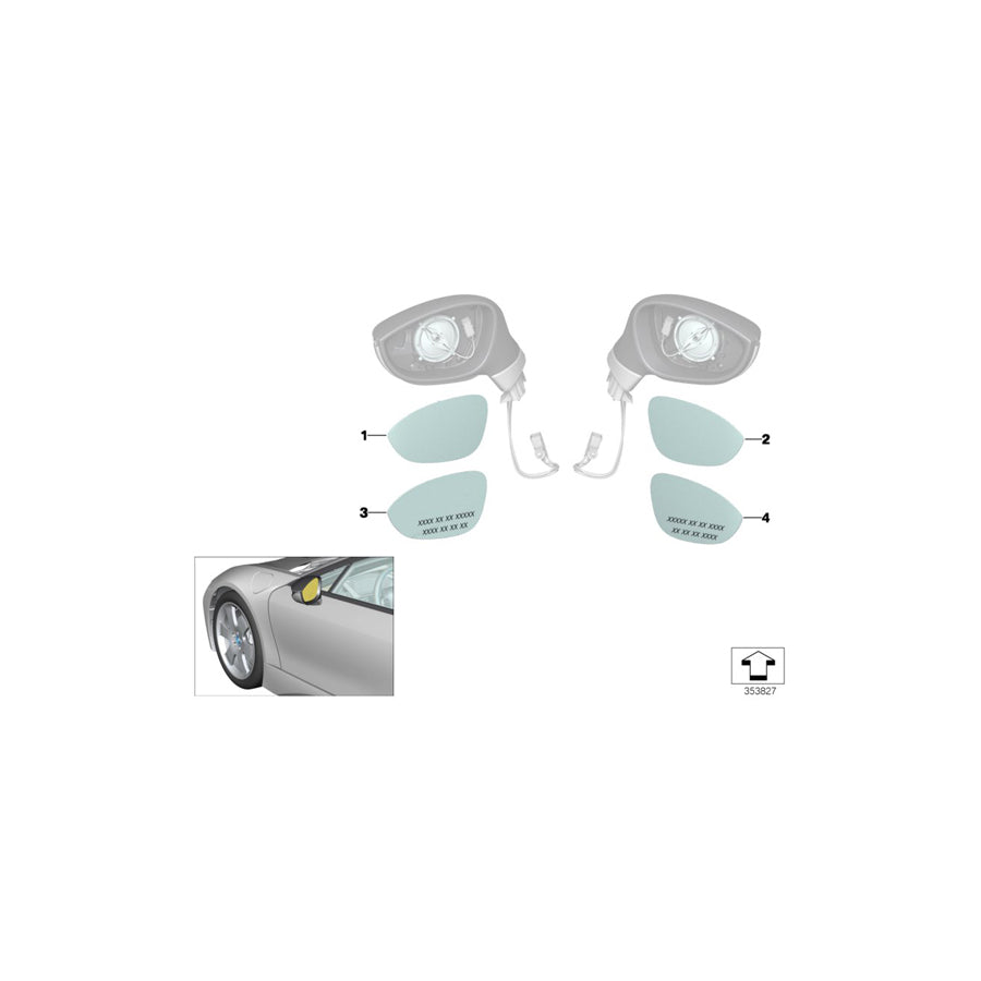 Genuine BMW 51167251684 I15 Mirror Glas Heated Convex Right (Inc. Z4) | ML Performance US Car Parts