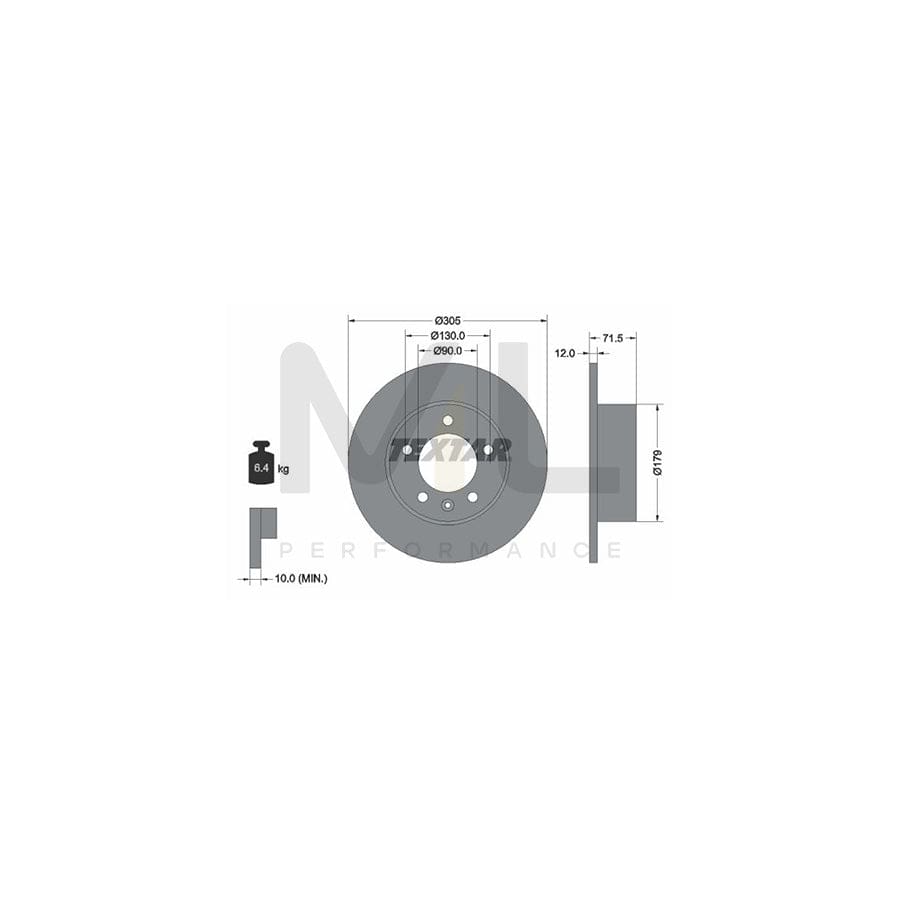 TEXTAR 92228700 Brake Disc Solid, without wheel hub, without wheel studs | ML Performance Car Parts