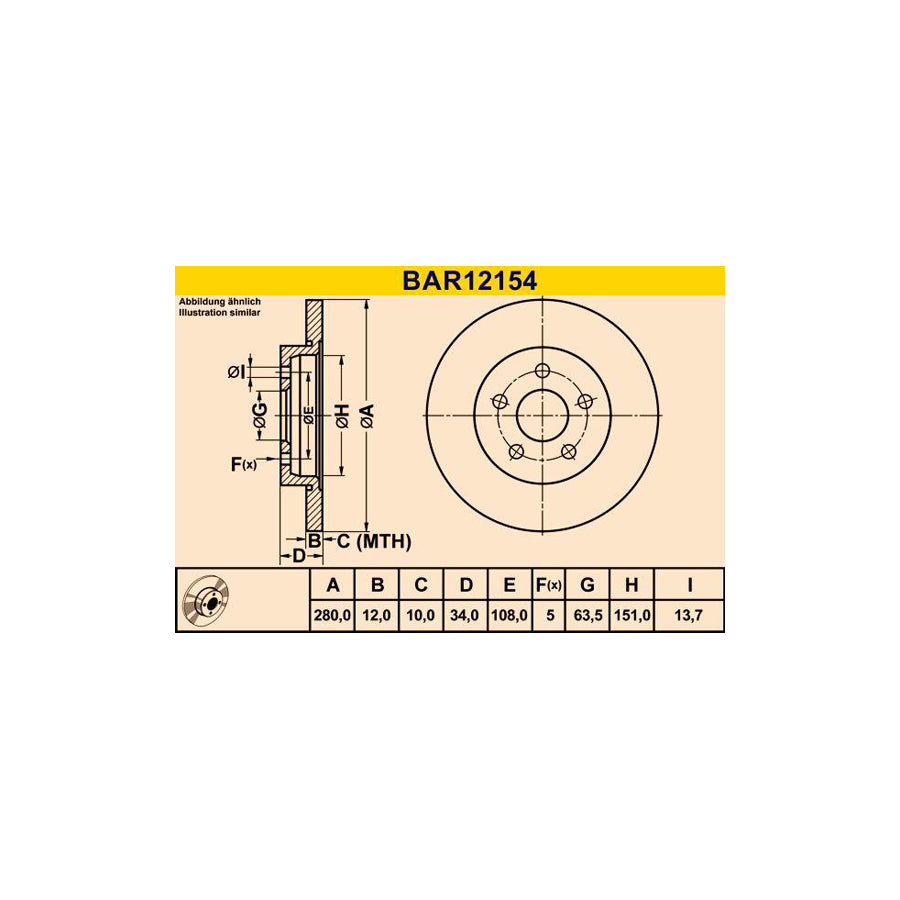 Barum Bar12154 Brake Disc