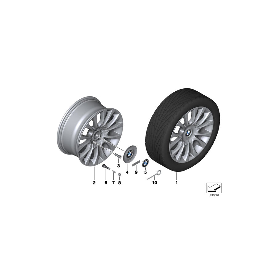 Genuine BMW 36117842657 F10 F12 F06 Light Alloy Rim 9JX19 ET:44 (Inc. 650iX, M550dX & 550i) | ML Performance US