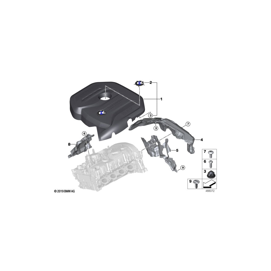 Genuine BMW 11148607143 G20 G12 G30 Acoustic Cover Rear (Inc. X4 30iX, 530iX & X3 20i 1.6) | ML Performance US Car Parts