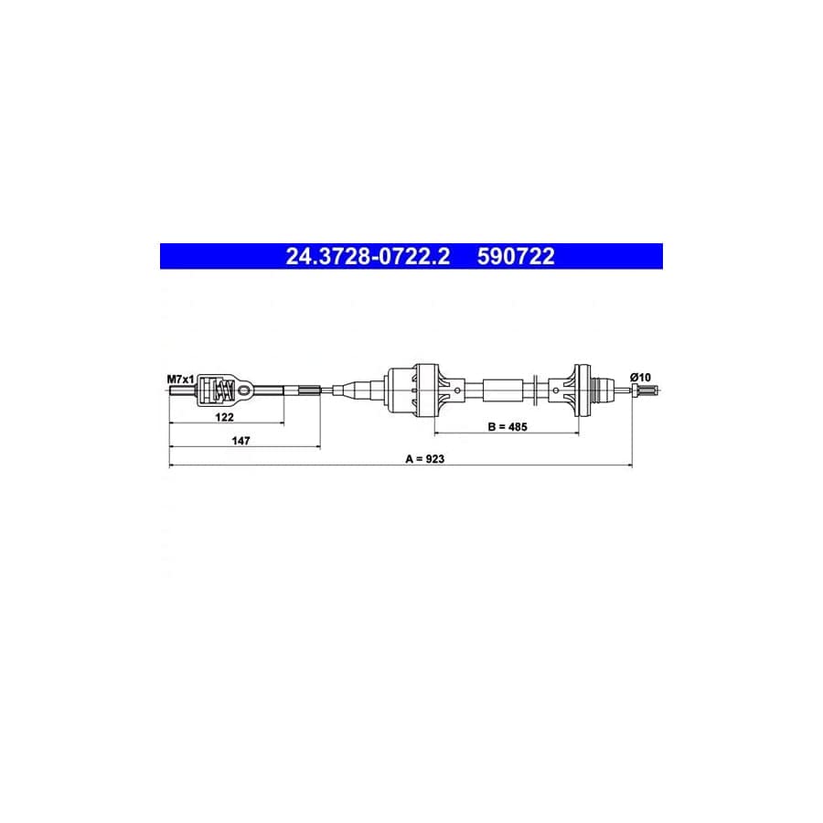 ATE 24.3728-0722.2 Clutch Cable