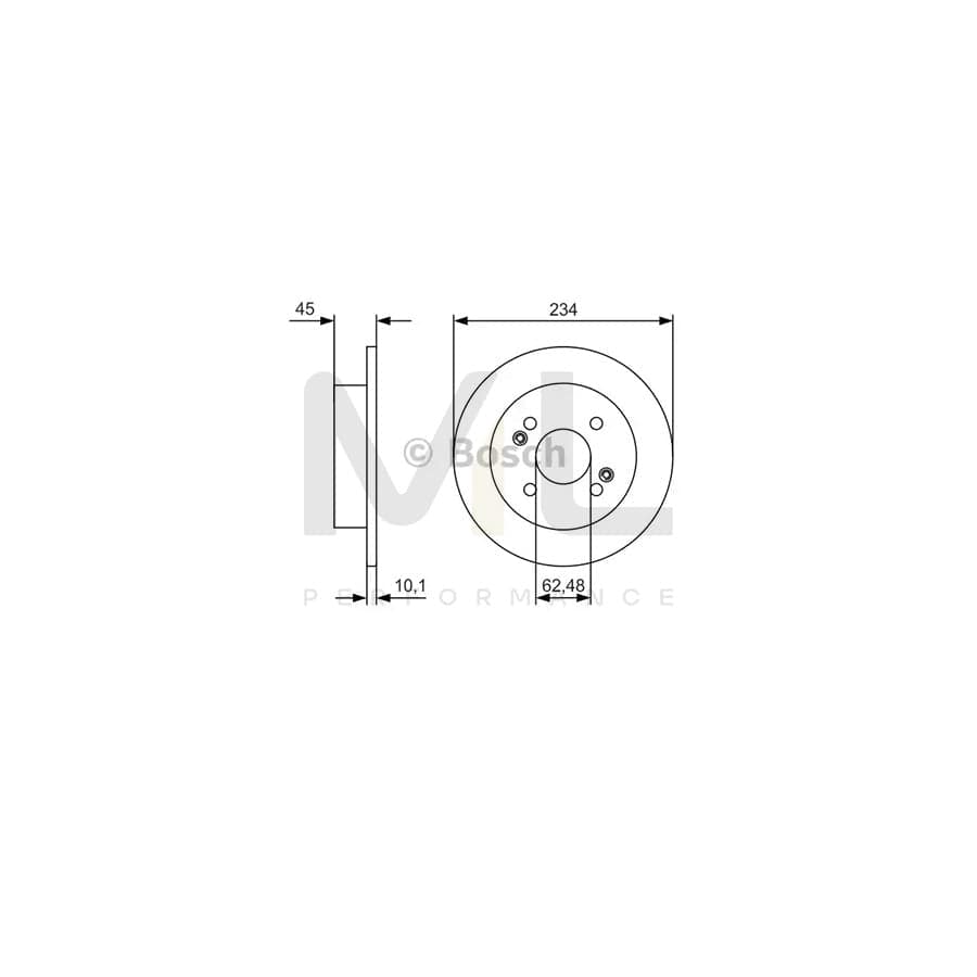 BOSCH 0 986 479 D02 Brake Disc for HYUNDAI i10 Solid, Coated | ML Performance Car Parts