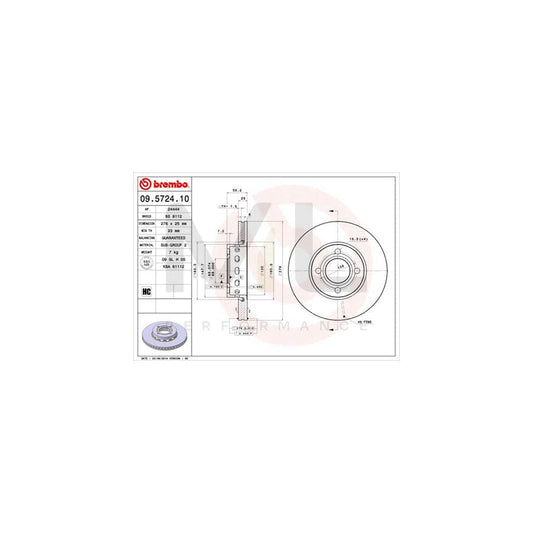 BREMBO 09.5724.10 Brake Disc Internally Vented | ML Performance Car Parts