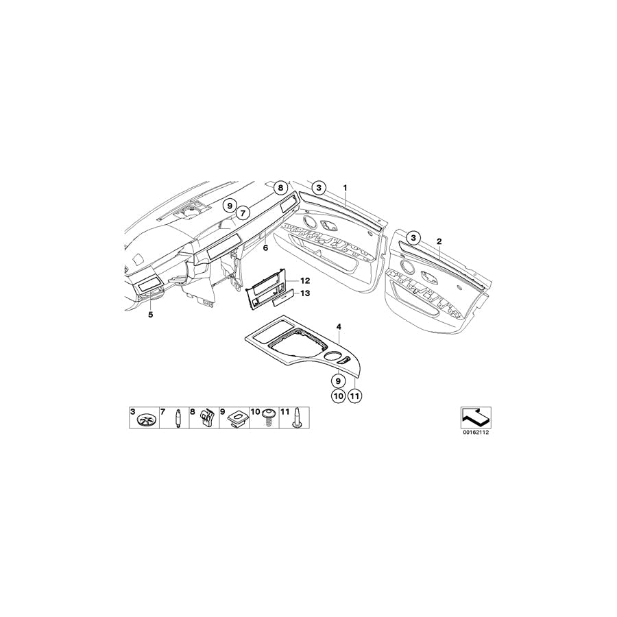 Genuine BMW 51426984673 E60 E61 Decorative Strip, Door Rear Left DIAMANTSCHWARZ (Inc. 535i, 525xd & 530d) | ML Performance US Car Parts