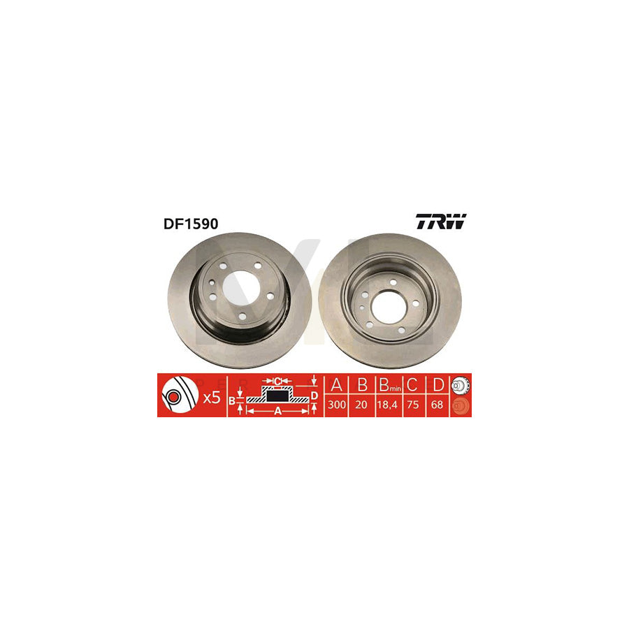 TRW DF1590 Brake Disc for BMW 7 (E32) Vented | ML Performance Car Parts