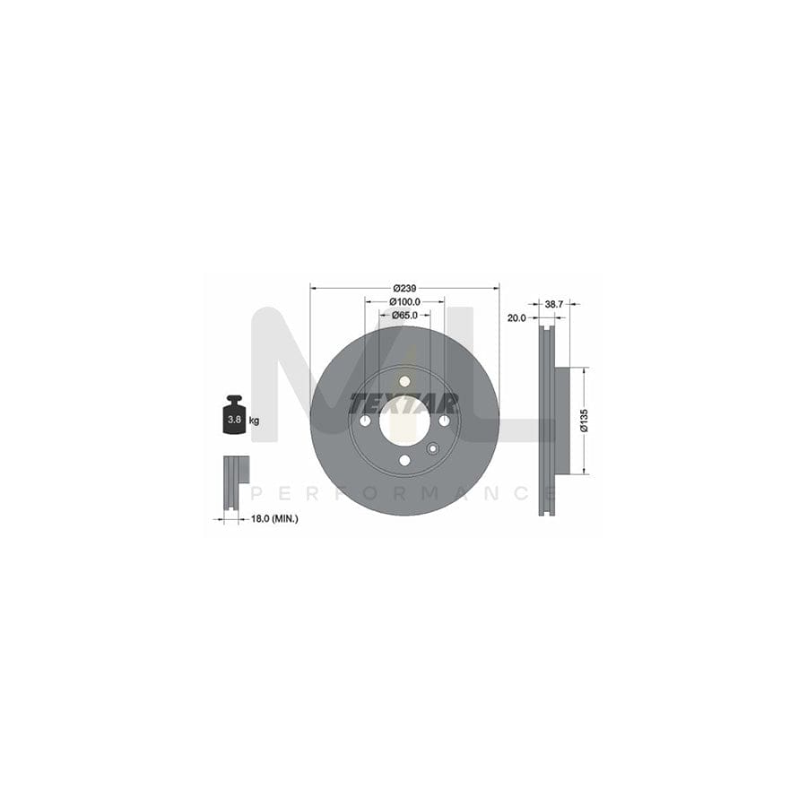 TEXTAR 92012100 Brake Disc Internally Vented, without wheel hub, without wheel studs | ML Performance Car Parts