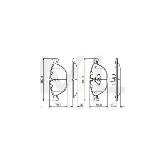 Bosch 0986495439 Brake Pad Set Excl. Wear Warning Contact, With Anti-Squeak Plate, With Mounting Manual, With Piston Clip BP2071 | ML Performance Car Parts