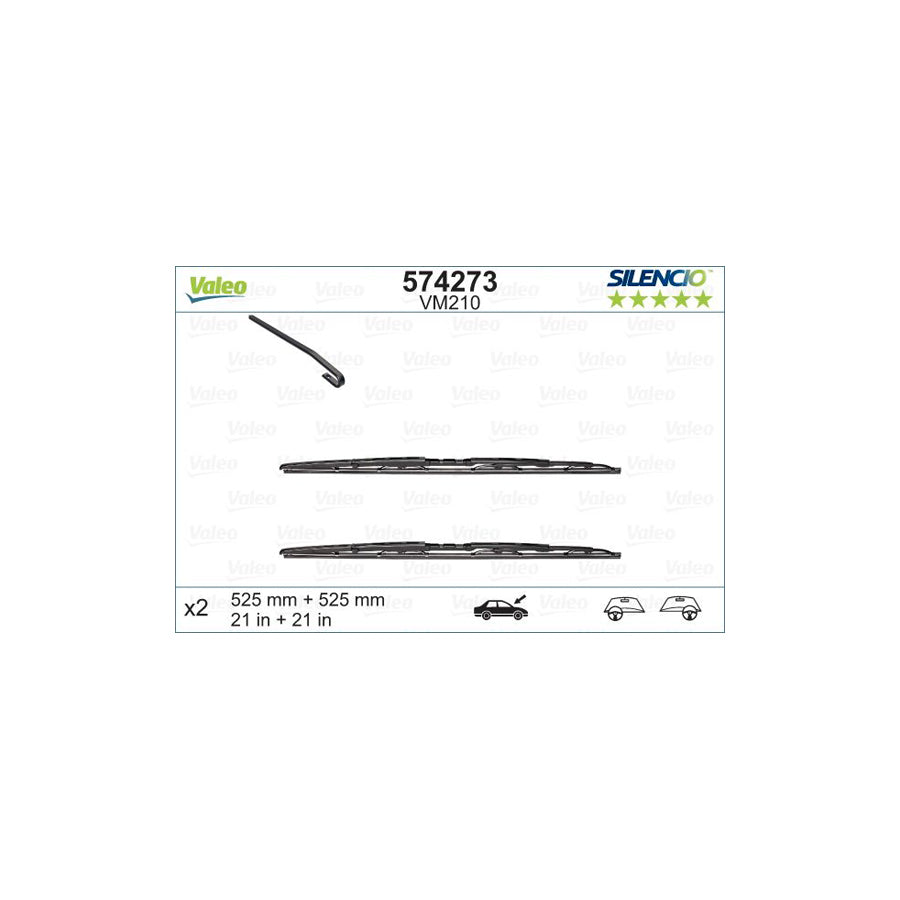 Valeo Silencio, Silencio Conventional Set 574273 Wiper Blade For Land Rover Discovery Ii (L318) | ML Performance US Car Parts