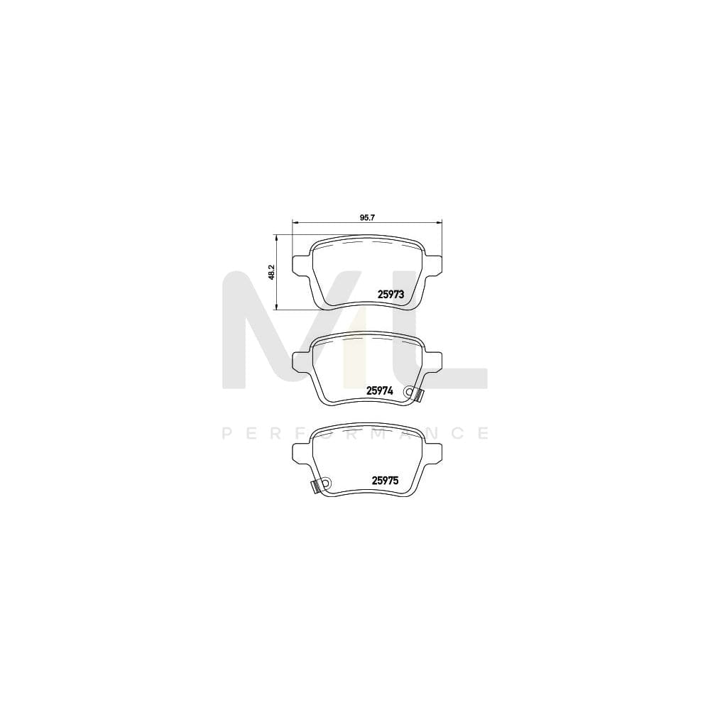 Hella 8DB 355 021-441 Brake Pad Set For Fiat 500L (351, 352) With Acoustic Wear Warning, With Brake Caliper Screws, With Accessories