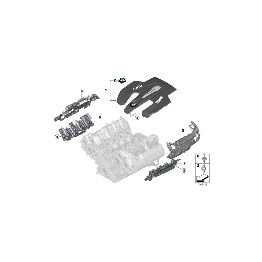 Genuine BMW 11149454132 G06 G12 G30 Cover, Acoustic, Engine Block Zyl. 1-4 (Inc. M850iX, ALPINA B7 & X6 M50iX) | ML Performance US Car Parts