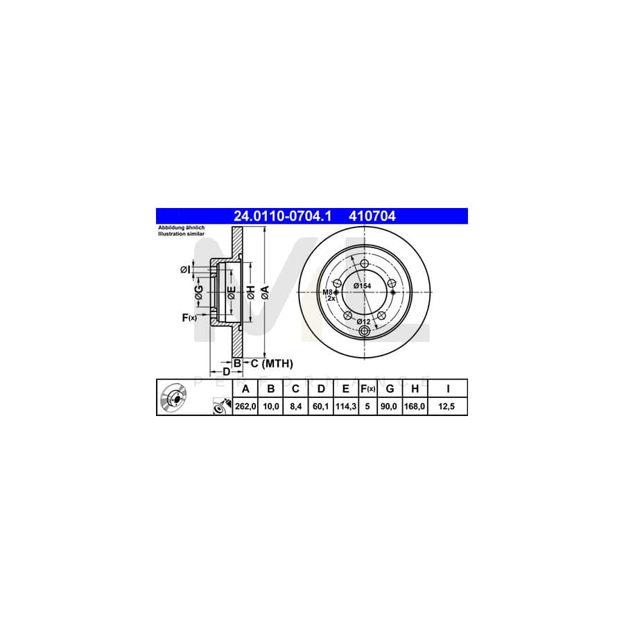 ATE 24.0110-0704.1 Brake Disc Solid, Coated  - 1 piece