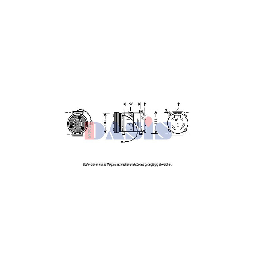 AKS Dasis 858395N Compressor, Air Conditioning for Mazda 323