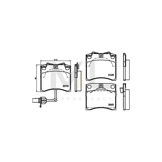Hella 8DB 355 018-521 Brake Pad Set With Integrated Wear Warning Contact, With Accessories