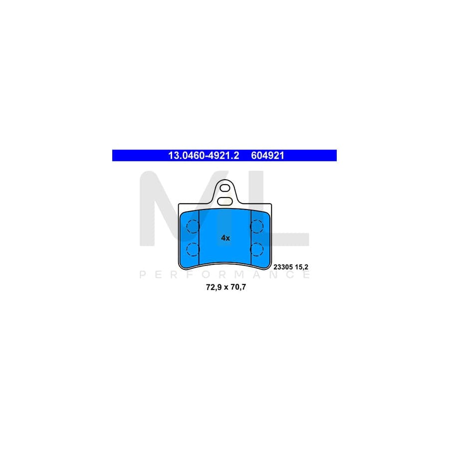 ATE 13.0460-4921.2 Brake pad set for CITRO?? C5 excl. wear warning contact, not prepared for wear indicator