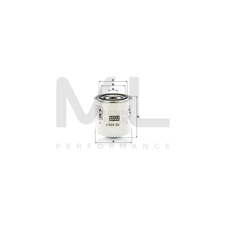 MANN-FILTER WD 920/7 Oil Filter Spin-on Filter