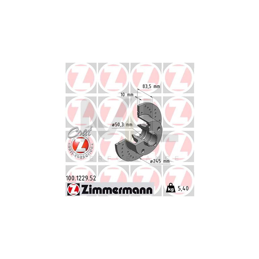 ZIMMERMANN SPORT COAT Z 100.1229.52 Brake Disc for AUDI A4 Perforated, Solid, Coated  - 1 piece