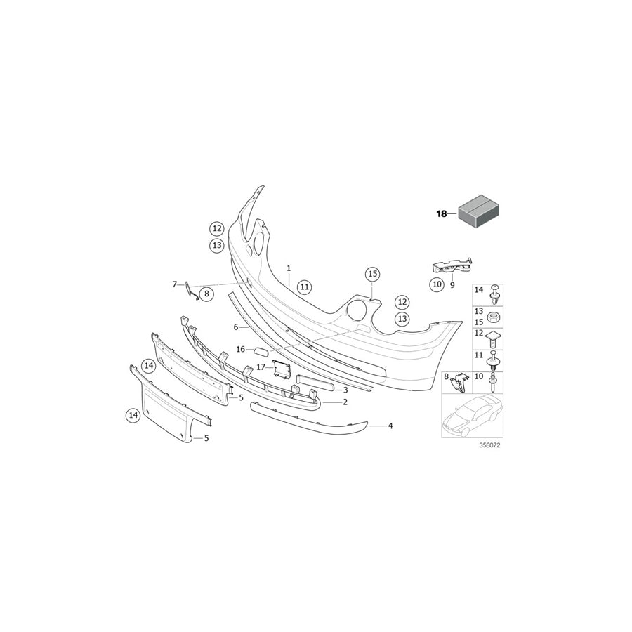 Genuine BMW 51117046910 E46 Trim Cover, Bumper, Primed, Front (Inc. 318ti, 325ti & 318td) | ML Performance US Car Parts