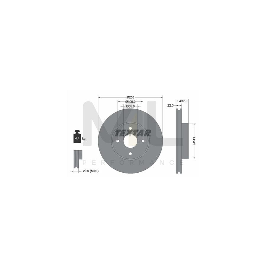 TEXTAR 92226300 Brake Disc for TOYOTA COROLLA Internally Vented, without wheel hub, without wheel studs | ML Performance Car Parts