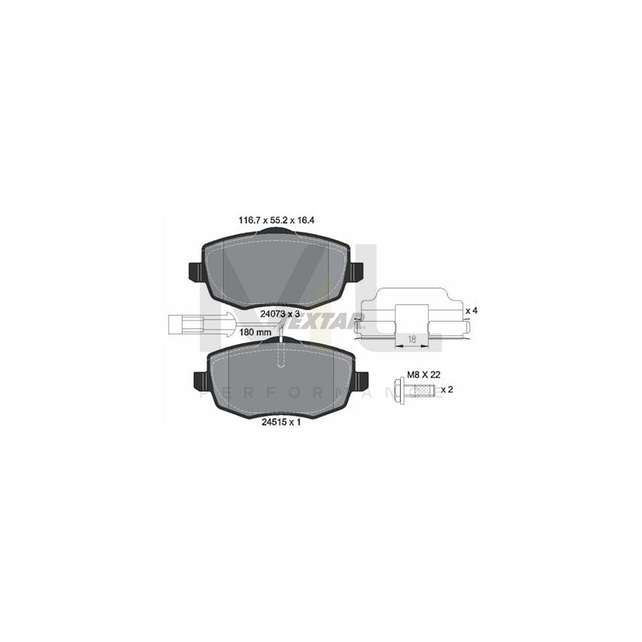 TEXTAR 2407303 Brake pad set for LANCIA Ypsilon II (843) with integrated wear warning contact, with accessories | ML Performance Car Parts