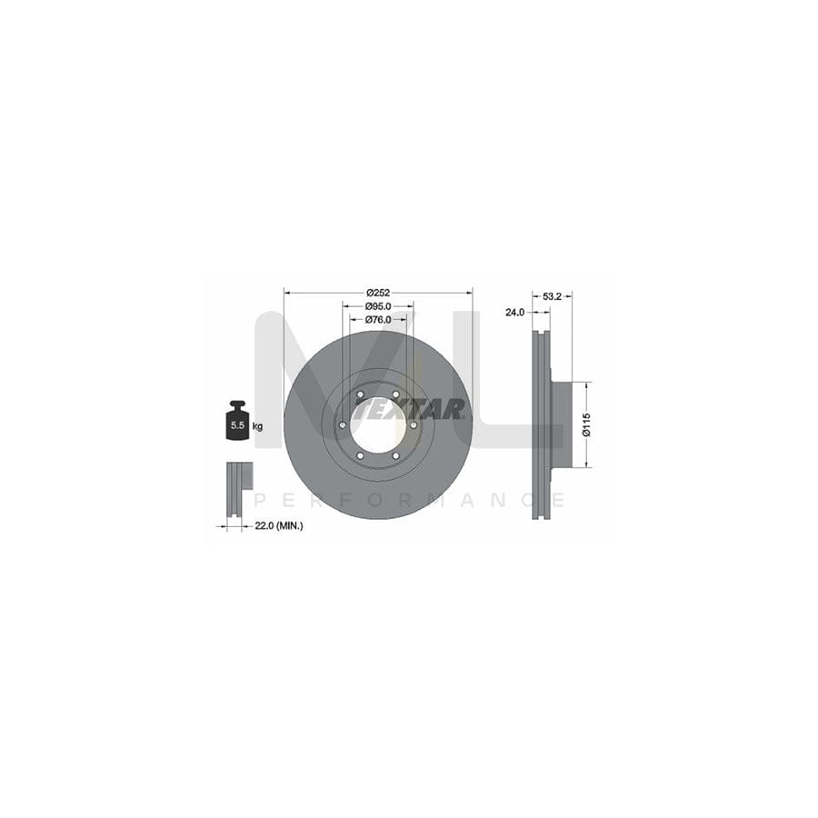 TEXTAR 92017200 Brake Disc Internally Vented, without wheel hub, without wheel studs | ML Performance Car Parts