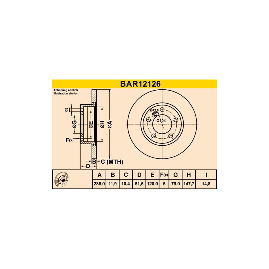 Barum Bar12126 Brake Disc