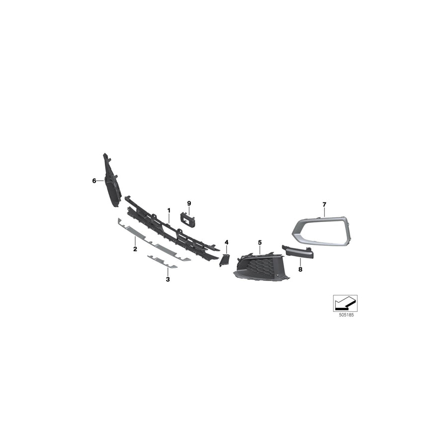 Genuine BMW 51117492324 G06 Trim On Grill, Side, Right X-LINE (Inc. X6 40iX, X6 30dX & X6 40i) | ML Performance US Car Parts