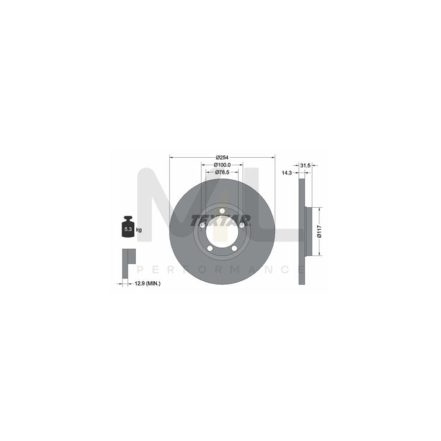 TEXTAR 92037900 Brake Disc for FORD TRANSIT Solid, without wheel hub, without wheel studs | ML Performance Car Parts