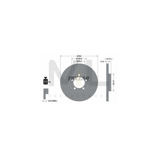 TEXTAR 92037900 Brake Disc for FORD TRANSIT Solid, without wheel hub, without wheel studs | ML Performance Car Parts