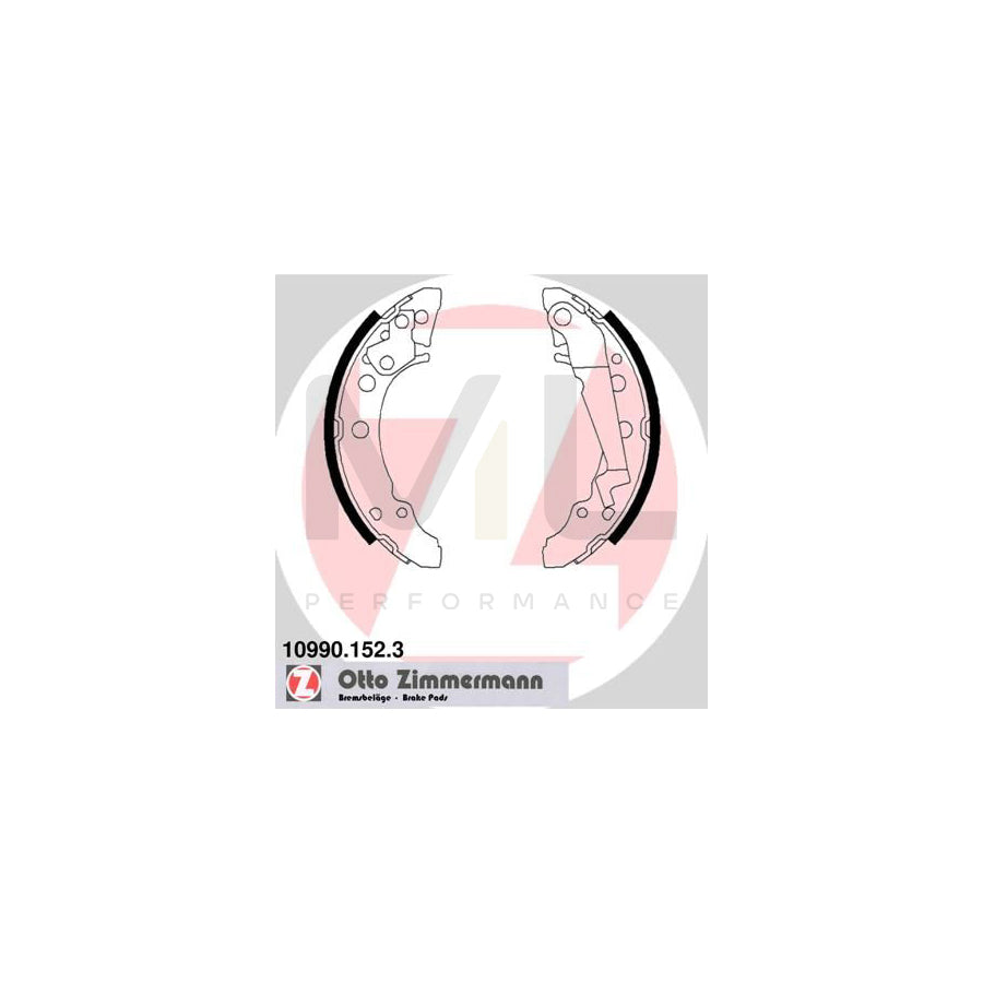 ZIMMERMANN 10990.152.3 Brake Shoe Set Photo corresponds to scope of supply, with lever