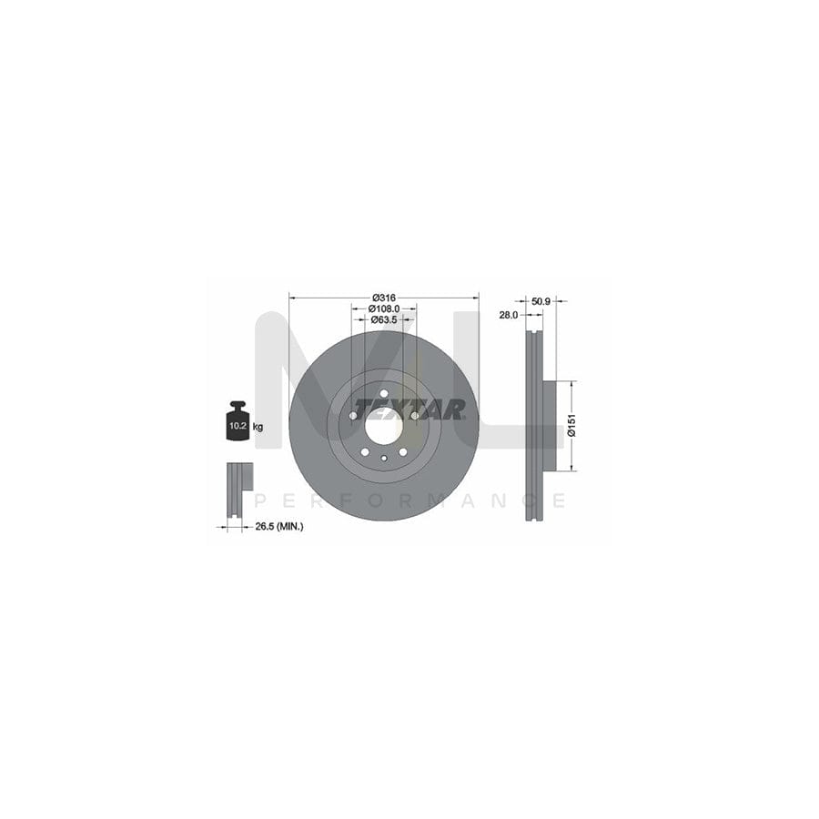 TEXTAR 92309603 Brake Disc for FORD Mondeo Mk5 Estate (CF) Internally Vented, Coated, without wheel hub, without wheel studs | ML Performance Car Parts