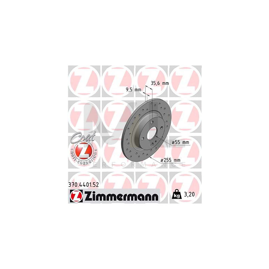 ZIMMERMANN SPORT COAT Z 370.4401.52 Brake Disc Perforated, Solid, Coated  - 1 piece