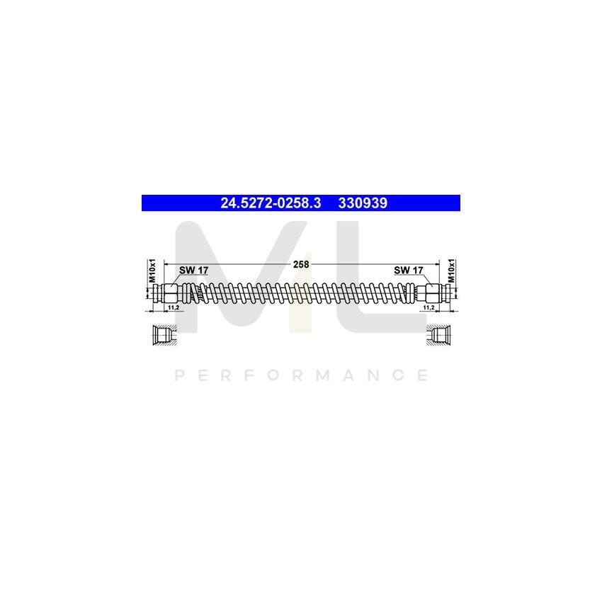 ATE 24.5272-0258.3 Brake Hose for HYUNDAI Getz (TB) 258mm
