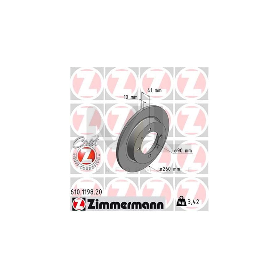 ZIMMERMANN COAT Z 610.1198.20 Brake Disc Solid, Coated  - 1 piece
