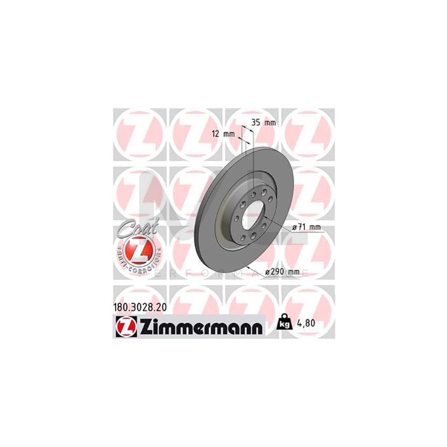 ZIMMERMANN COAT Z 180.3028.20 Brake Disc Solid, Coated  - 1 piece