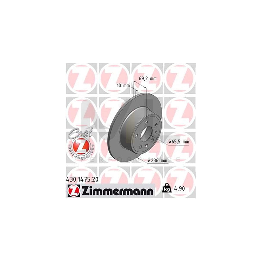 ZIMMERMANN COAT Z 430.1475.20 Brake Disc Solid, Coated  - 1 piece