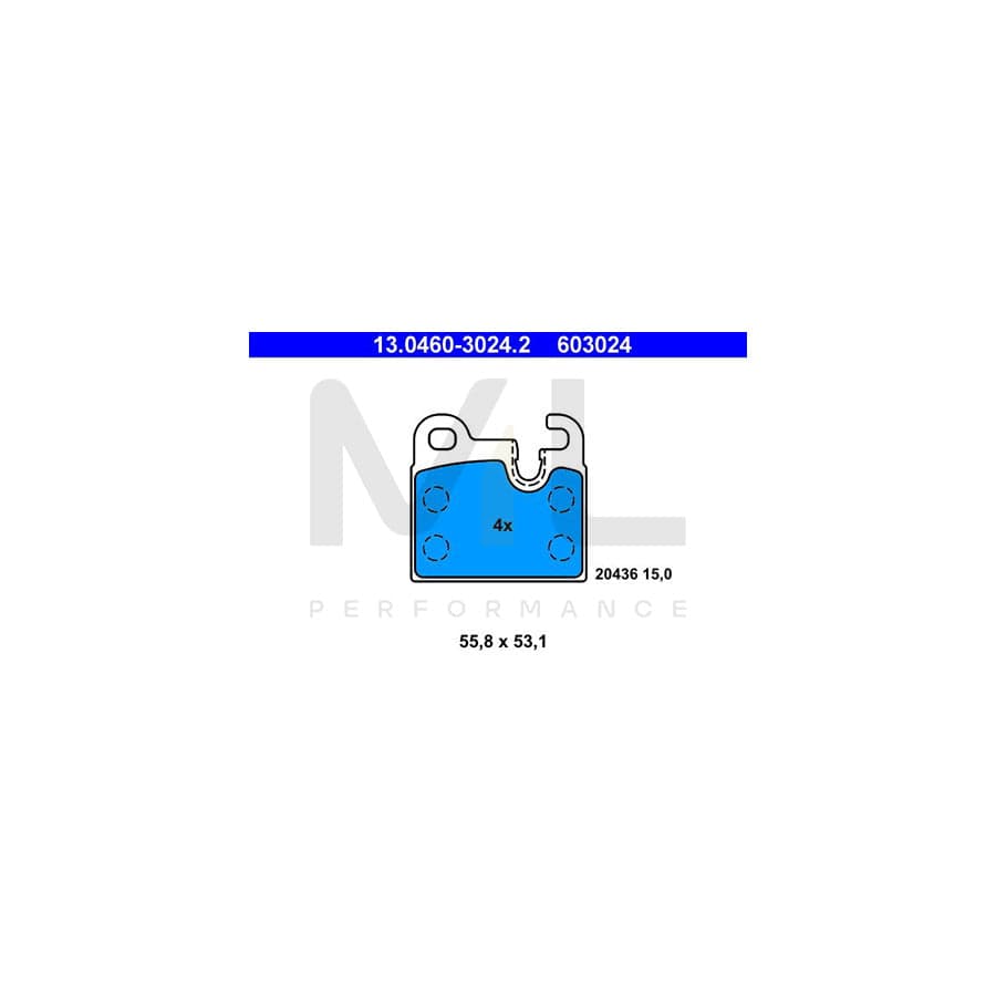 ATE 13.0460-3024.2 Brake pad set excl. wear warning contact, prepared for wear indicator