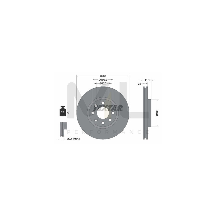 TEXTAR 92111100 Brake Disc Internally Vented, without wheel hub, without wheel studs | ML Performance Car Parts