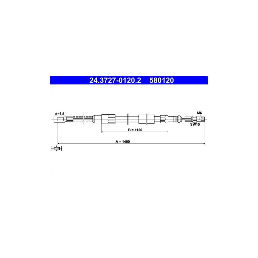 ATE 24.3727-0120.2 Hand Brake Cable for VW Lt