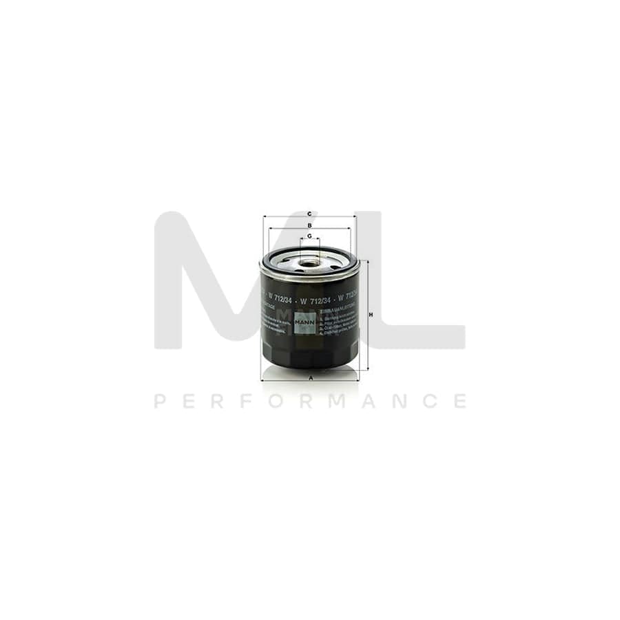 MANN-FILTER W 712/34 (10) Oil Filter Spin-on Filter