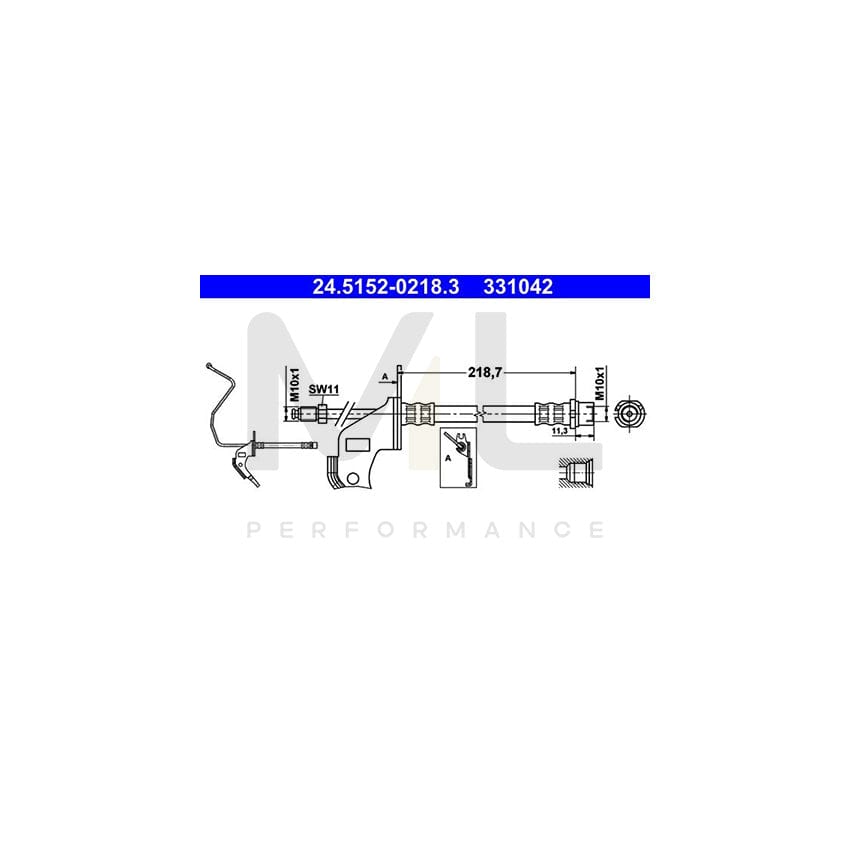 ATE 24.5152-0218.3 Brake Hose 230mm, M10x1