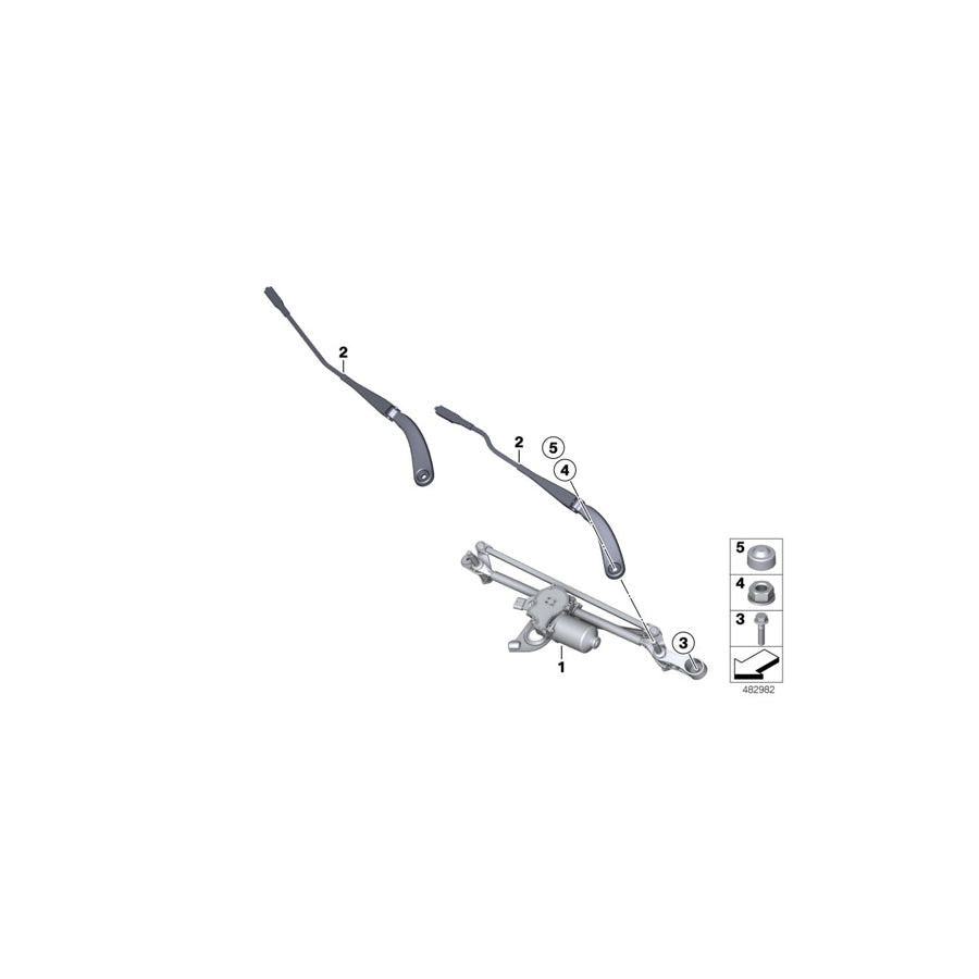 Genuine BMW 61619465063 F87 F20 F21 Wiper Arm, Passenger's Side (Inc. M135iX, M235i Racing & 118dX) | ML Performance US Car Parts