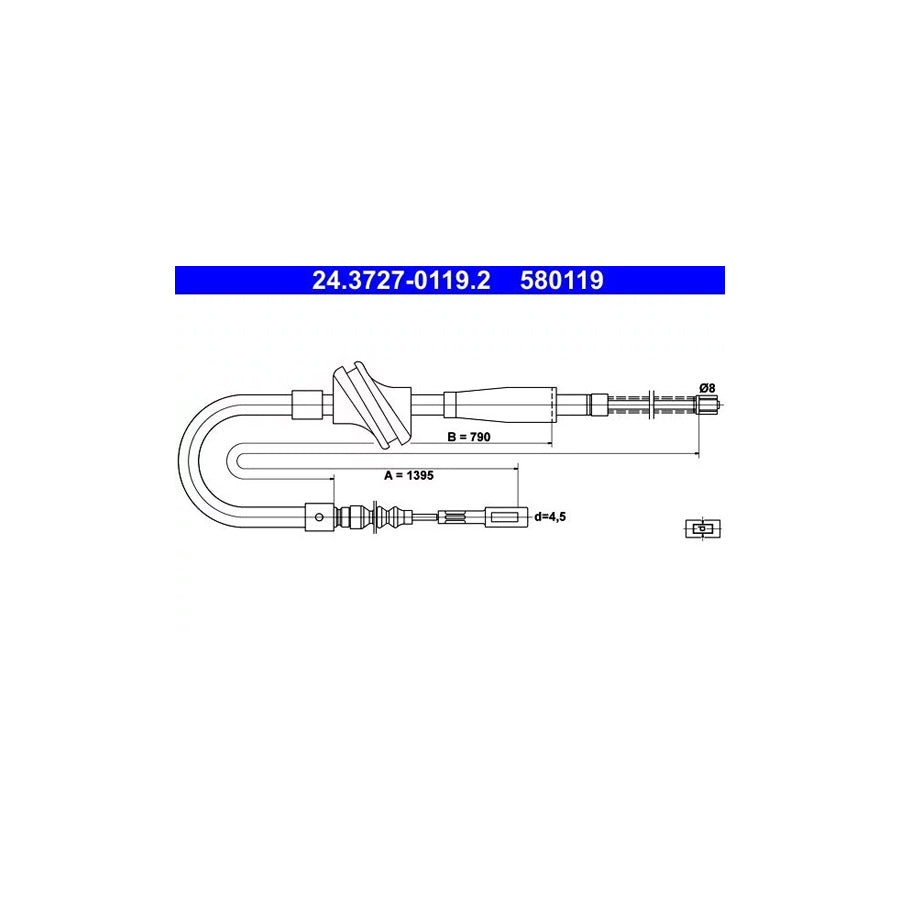 ATE 24.3727-0119.2 Hand Brake Cable for Audi 100