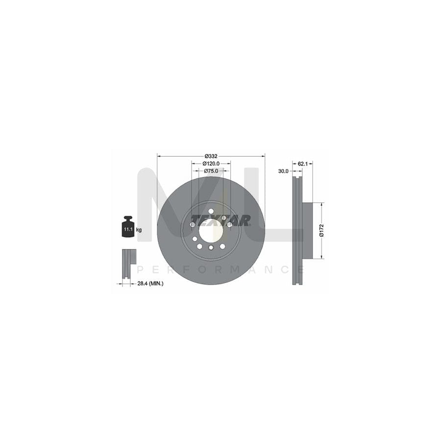 TEXTAR PRO+ 92107205 Brake Disc Internally Vented, Coated, High-carbon, without wheel hub, without wheel studs | ML Performance Car Parts